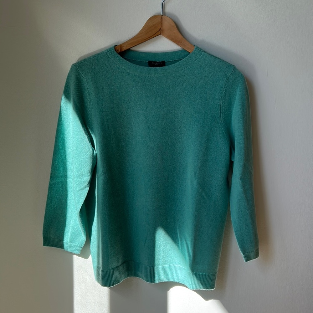 NWT Talbots Audrey 100% cashmere sweater in light teal size LP